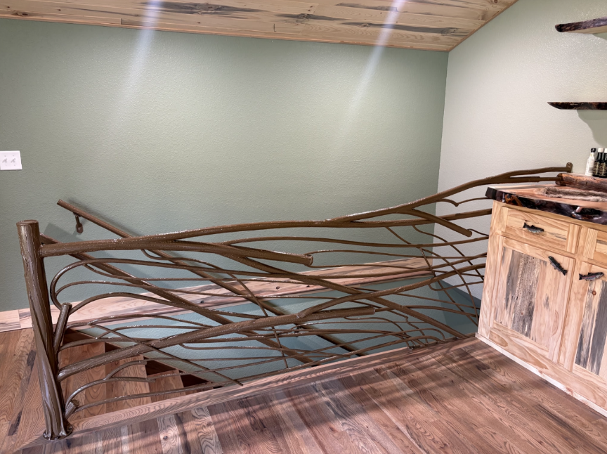 Organic flowing metal loft railing